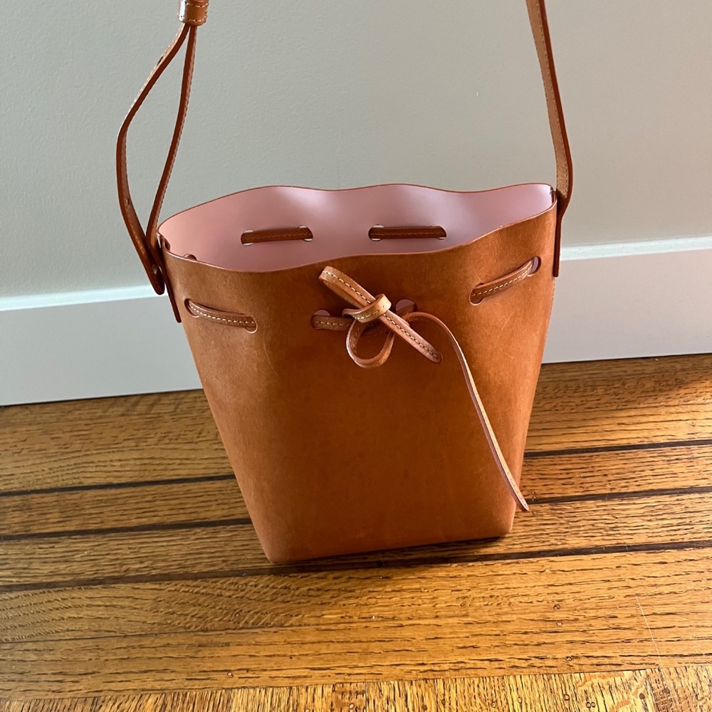 Mansur Gavriel Brown Crossbody Bag with Pink Interior
